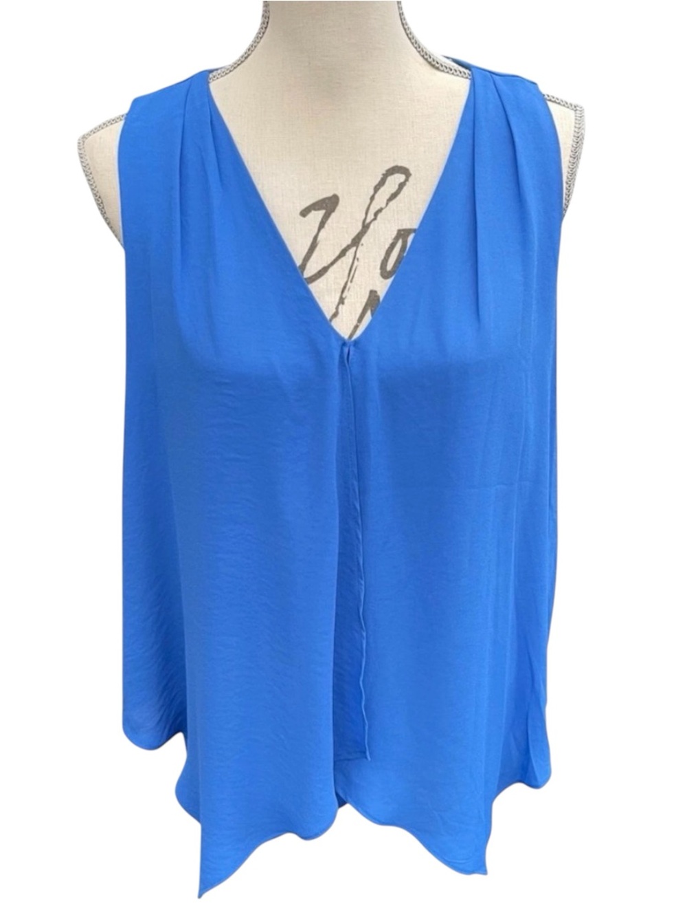Violet + Claire Cerulean Blue V-Neck Sleeveless Overlay Top (L)